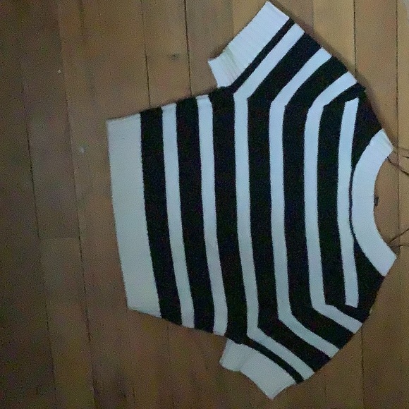 Striped Cropped Short Sleeve Sweater - Picture 2 of 2